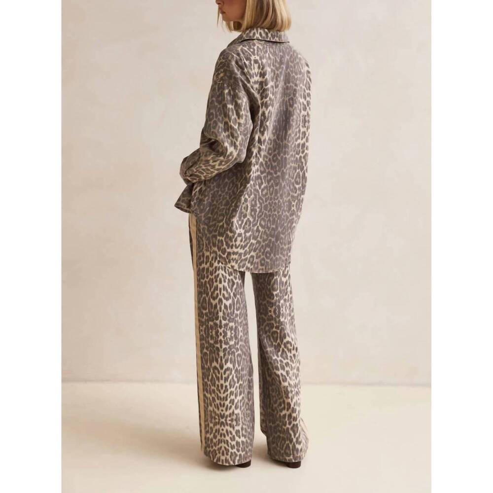 NEW ROSA CLOTHING effortless and chic stripe bar long pants in leopard - Picture 6 of 7